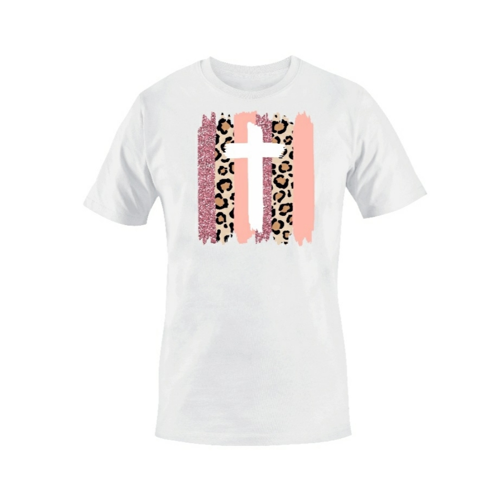 Pink leopard cross unisex t-shirt 3xl